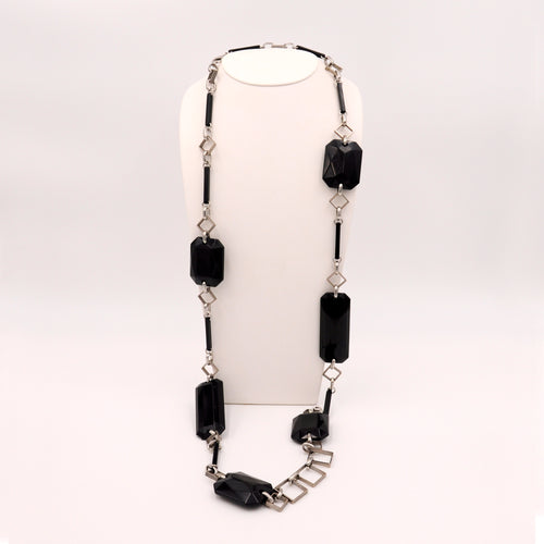 Collana in bachelite nera, anni 70 - Black bakelite necklace , 1970s