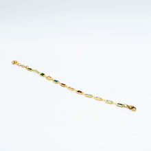 Carica l&#39;immagine nel visualizzatore di Gallery, Bracciale con tormaline taglio smeraldo e catena in argento dorato - 
 Bracelet with Emerald Cut Tourmalines and Gold Plated Silver Chain
