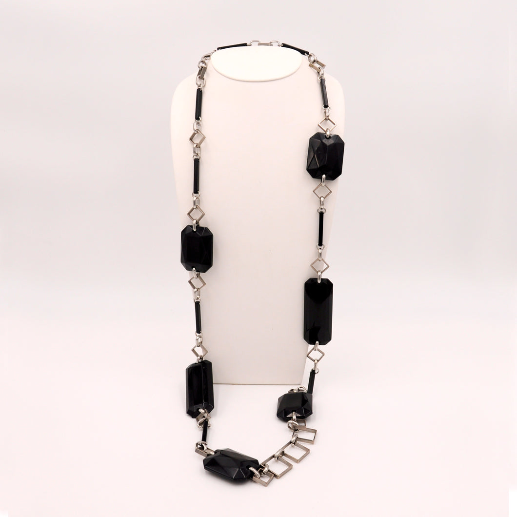 Collana in bachelite nera, anni 80 - Black bakelite necklace , 1980s