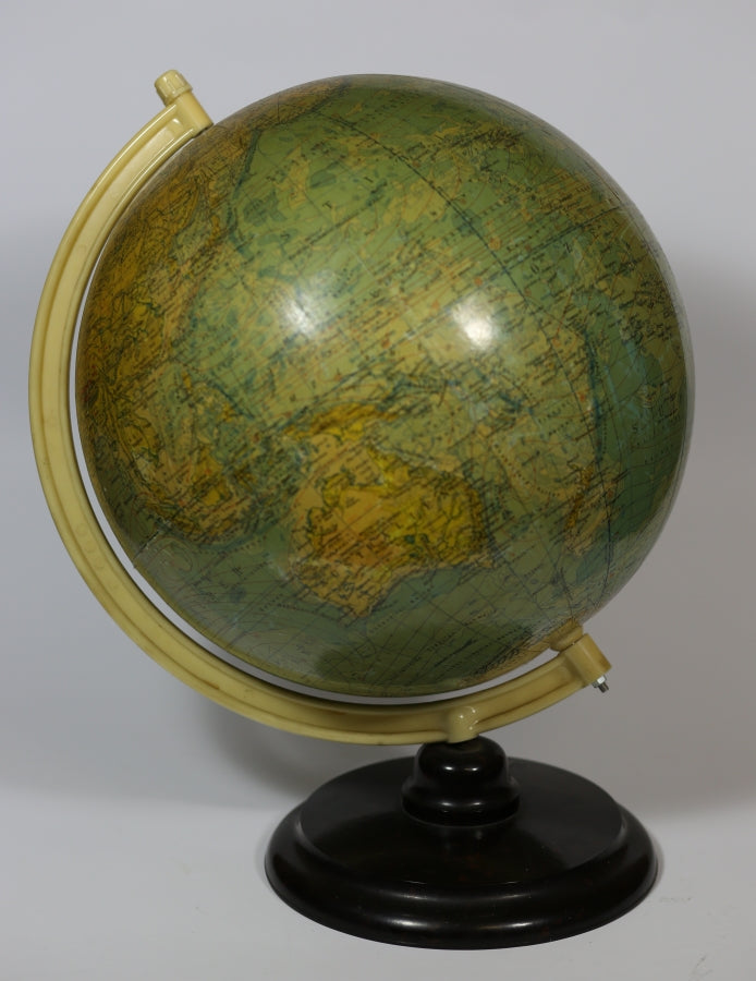 Mappamondo anni '50 con base e asta in bachelite. vintage globe 1950's base in bakelite.